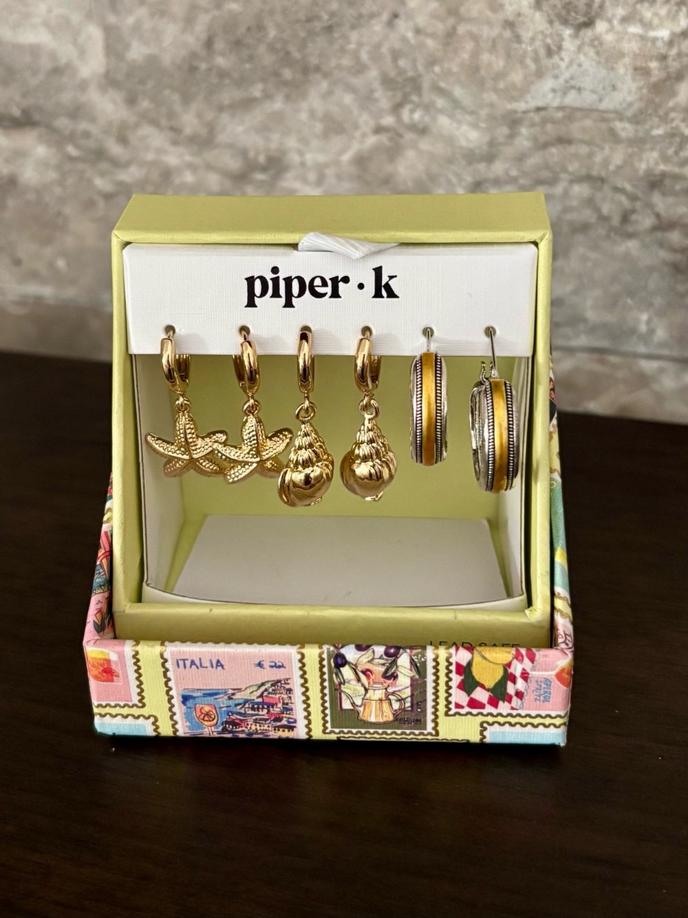 Piper Gold Seashell, Starfish & Mixed Hoop Earring Set - Gold - Picture 4 of 4
